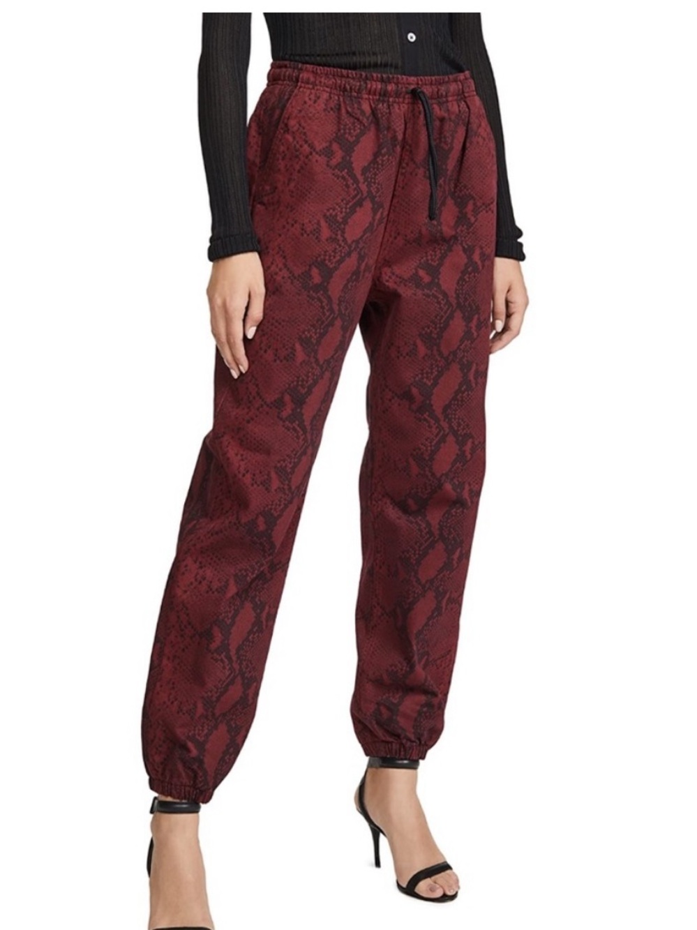 Alexander Wang Burgundy snakeskin jogger